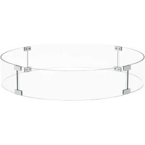 SUNBURY Glass Wind Guard Fence, 29 x 5.5 Inch Round Fire Table Accessory Shield